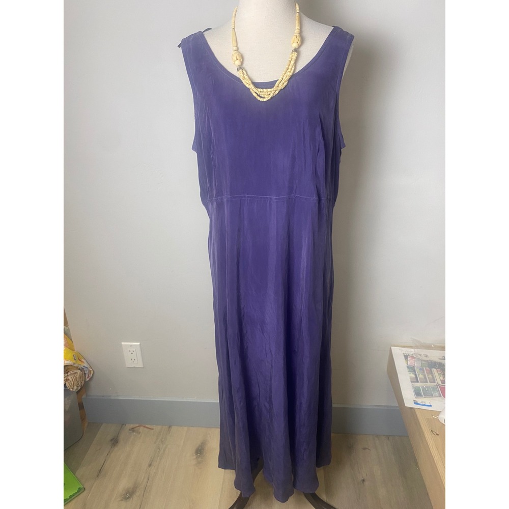 Vintage 90s Rabbit Rabbit Rabbit Designs Purple Bemberg Maxi Dress Womens 16 USA
